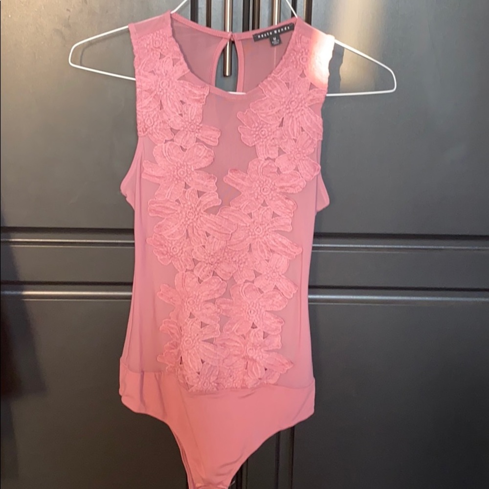 ✨Sheer mauve sleeveless onesie✨